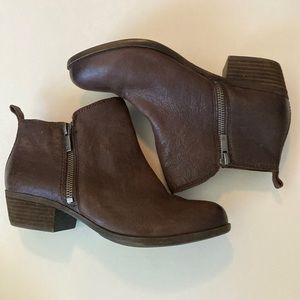 Lucky Brand Basel Booties dark brown leather women’s ankle boots